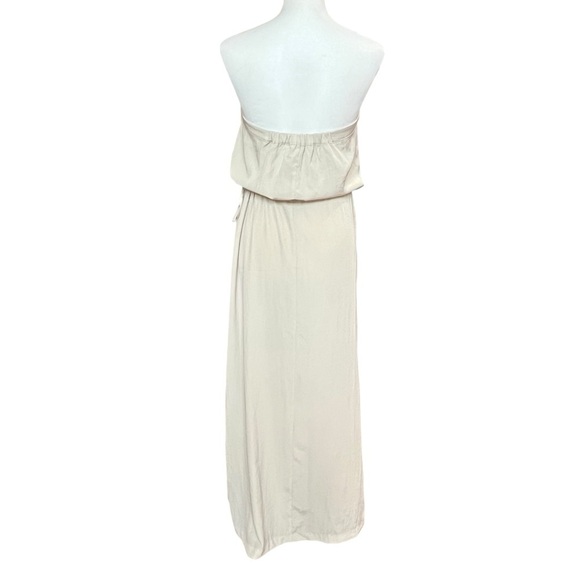 GAP Maxi Dress Size Medium Beige Strapless Satin Drawstring Party Cruise Summer - Picture 5 of 9